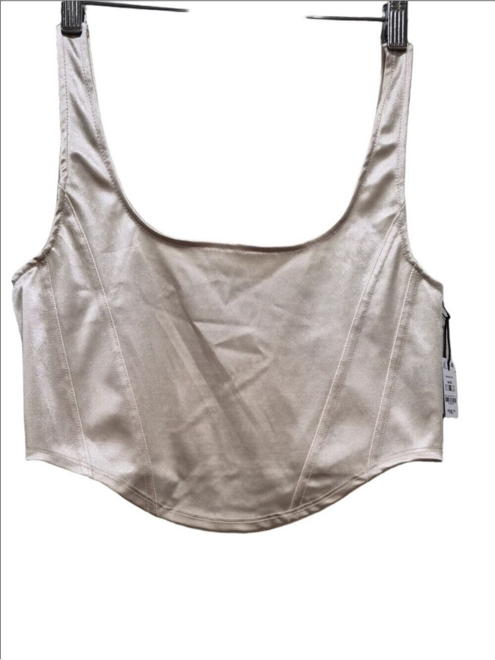 Ardene Champagne Satin Corset Top With Square Neckline